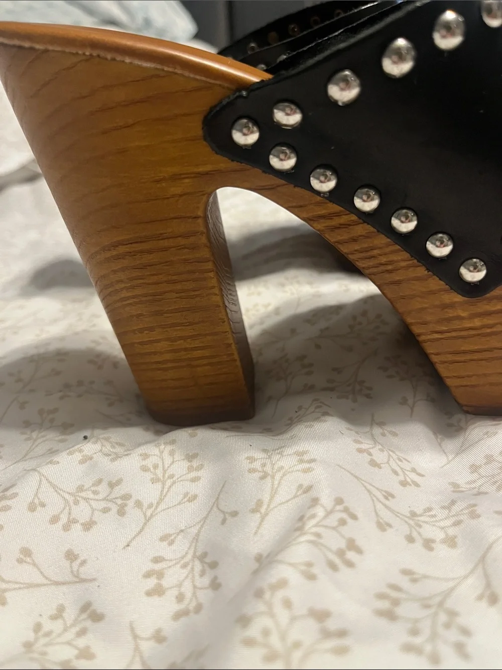Steve Madden Black Studded Platform Clog Mules with Wood Heel